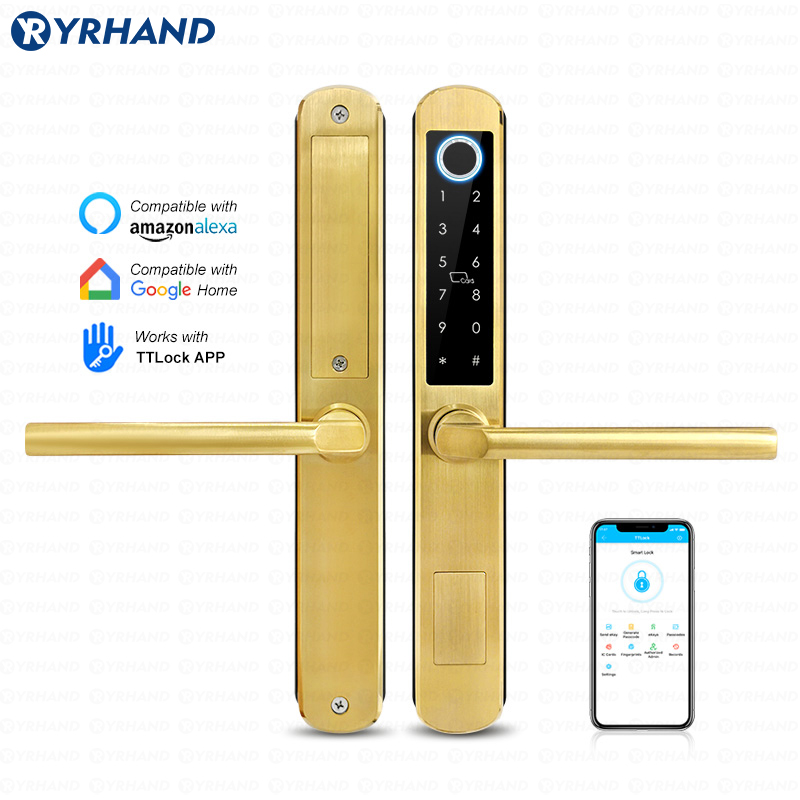Smart Garden Door Lock - IP66 الذهب الفولاذ المقاوم للصدأ زجاج