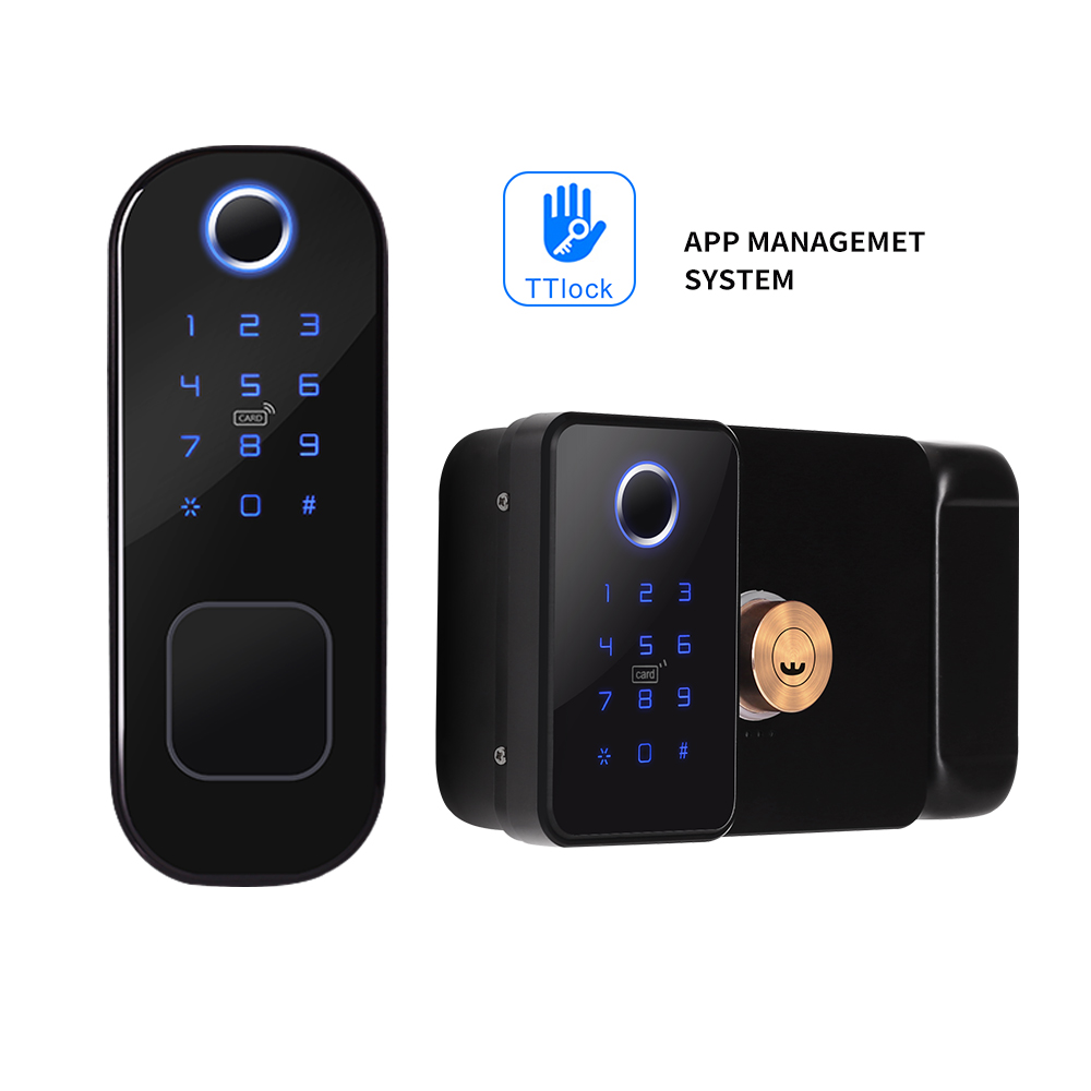 Smart Garden Door Lock - قفل حافة بصمة مزدوجة الجانب ،