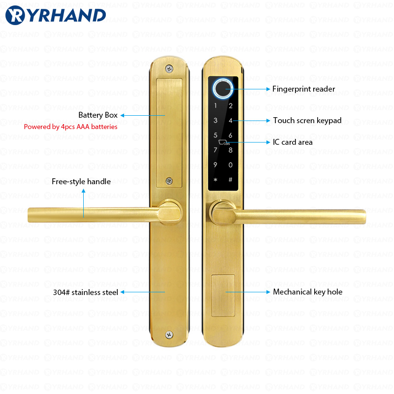 IP66 الذهب الفولاذ المقاوم للص - مراجعة Smart Garden Door Lock وسعره