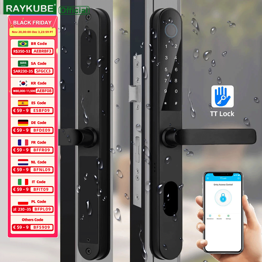 قفل باب من الألومنيوم Raykube  - مراجعة Smart Garden Door Lock وسعره
